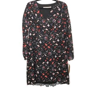 NWT Rachel Roy Berry Chiffon Pleated Black Dress